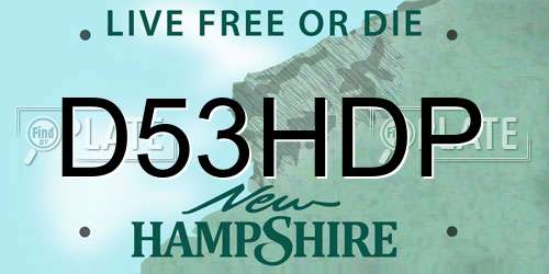 D53HDP New Hampshire License Plate