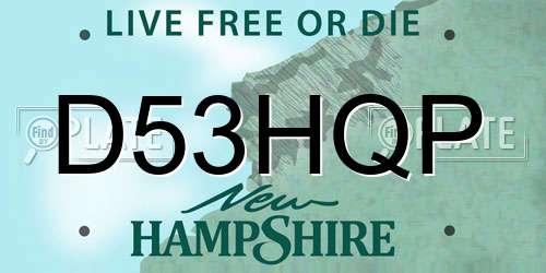 D53HQP New Hampshire License Plate