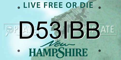 D53IBB New Hampshire License Plate