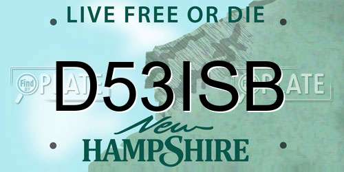 D53ISB New Hampshire License Plate