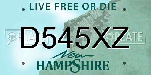D545XZ New Hampshire License Plate