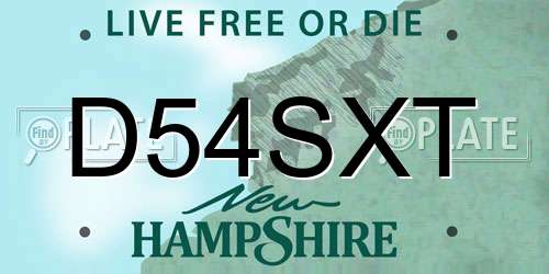 D54SXT New Hampshire License Plate