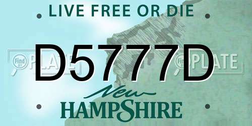 D5777D New Hampshire License Plate