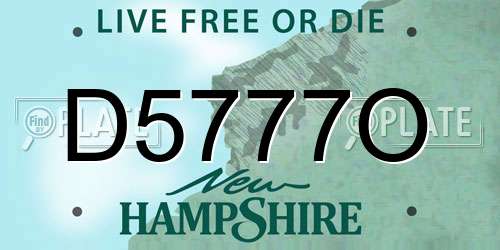 D5777O New Hampshire License Plate