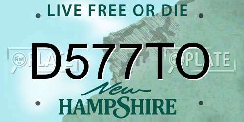 D577TO New Hampshire License Plate