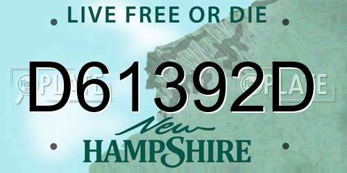 D61392D New Hampshire License Plate