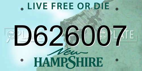 D626007 New Hampshire License Plate