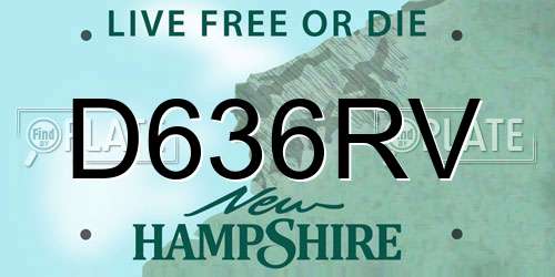 D636RV New Hampshire License Plate