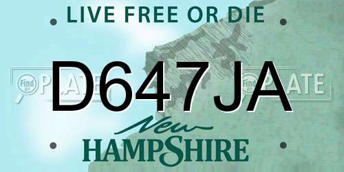 D647JA New Hampshire License Plate