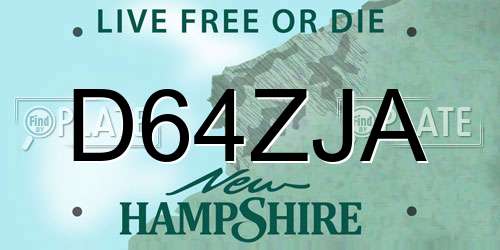 D64ZJA New Hampshire License Plate