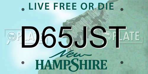 D65JST New Hampshire License Plate