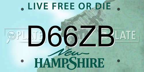 D66ZB New Hampshire License Plate