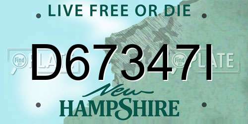 D67347I New Hampshire License Plate