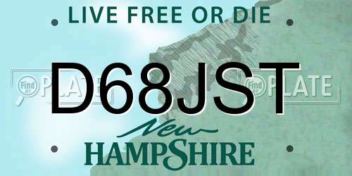 D68JST New Hampshire License Plate