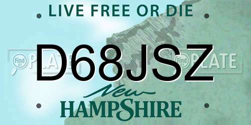 D68JSZ New Hampshire License Plate
