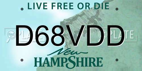D68VDD New Hampshire License Plate
