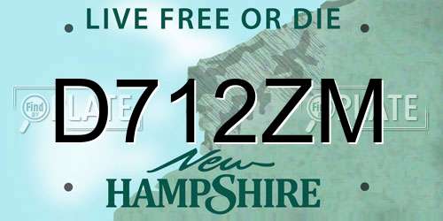D712ZM New Hampshire License Plate