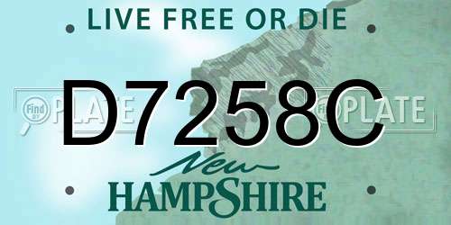 D7258C New Hampshire License Plate
