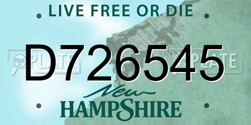 D726545 New Hampshire License Plate