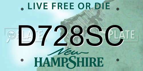 D728SC New Hampshire License Plate