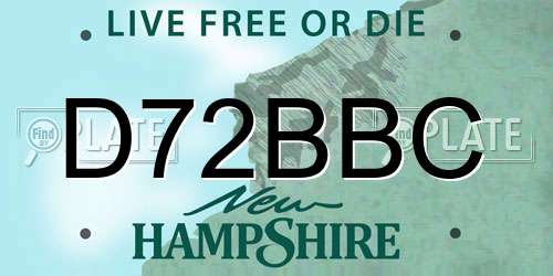 D72BBC New Hampshire License Plate