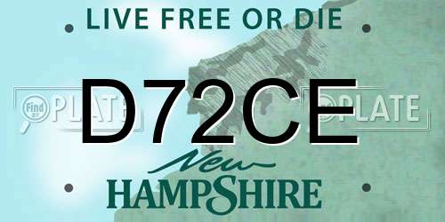 D72CE New Hampshire License Plate
