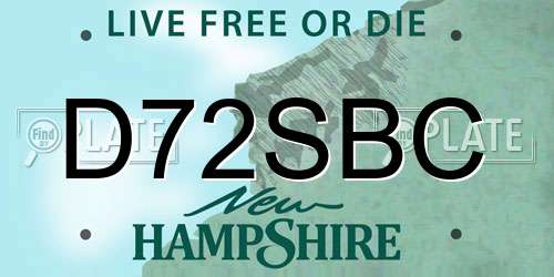 D72SBC New Hampshire License Plate