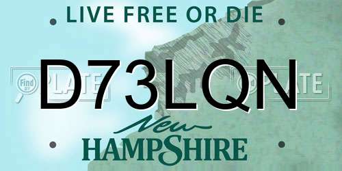 D73LQN New Hampshire License Plate