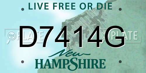 D7414G New Hampshire License Plate