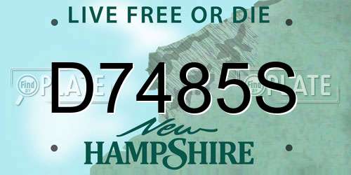 D7485S New Hampshire License Plate