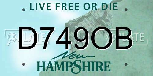D749OB New Hampshire License Plate
