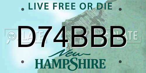 D74BBB New Hampshire License Plate