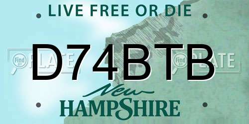 D74BTB New Hampshire License Plate