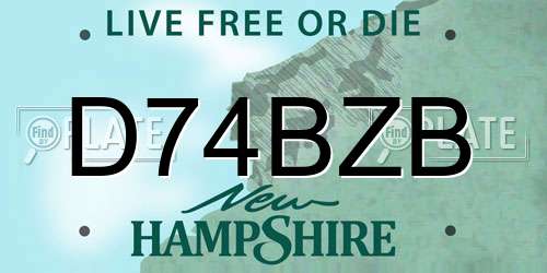 D74BZB New Hampshire License Plate