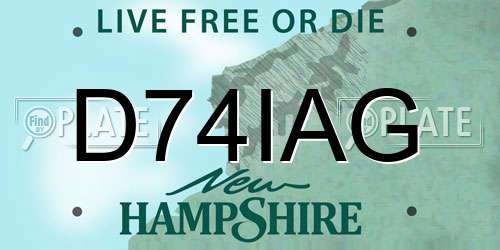 D74IAG New Hampshire License Plate