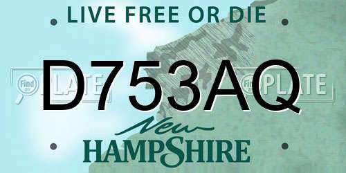 D753AQ New Hampshire License Plate