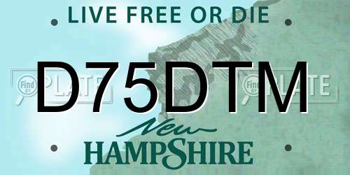 D75DTM New Hampshire License Plate