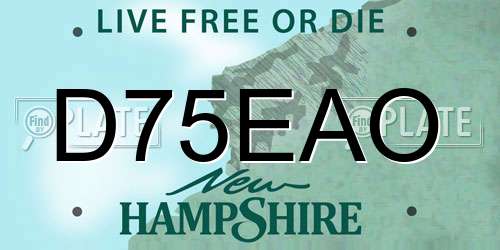 D75EAO New Hampshire License Plate