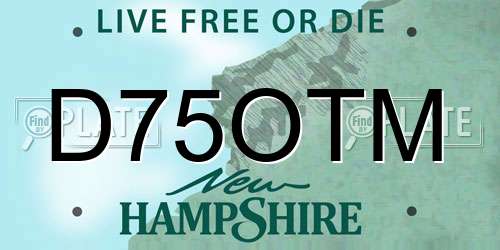 D75OTM New Hampshire License Plate