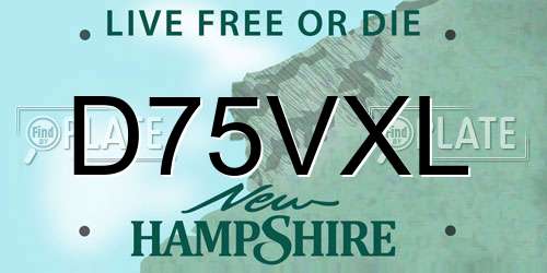 D75VXL New Hampshire License Plate
