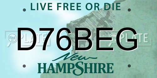 D76BEG New Hampshire License Plate
