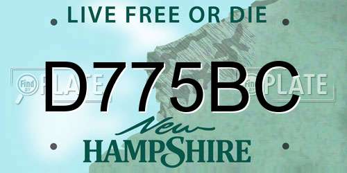 D775BC New Hampshire License Plate