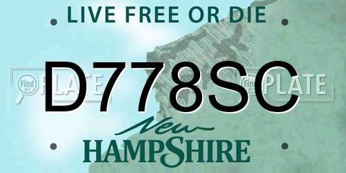 D778SC New Hampshire License Plate