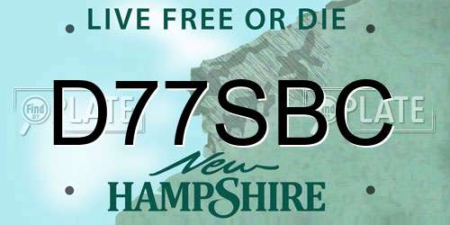 D77SBC New Hampshire License Plate