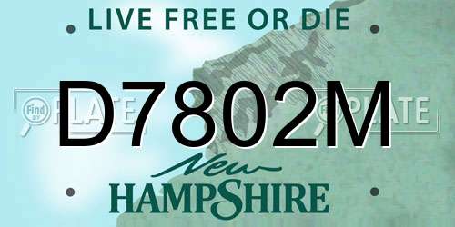 D7802M New Hampshire License Plate