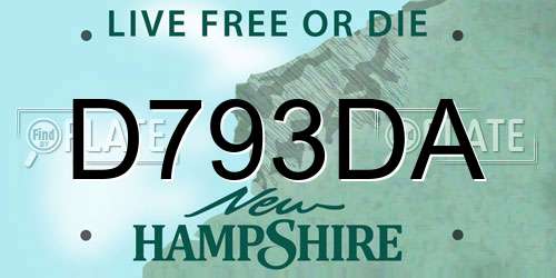 D793DA New Hampshire License Plate