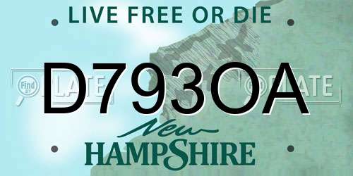 D793OA New Hampshire License Plate