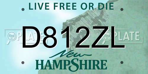 D812ZL New Hampshire License Plate