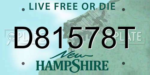 D81578T New Hampshire License Plate