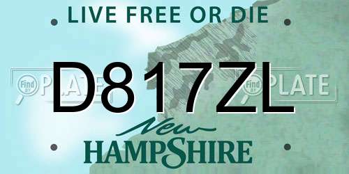 D817ZL New Hampshire License Plate